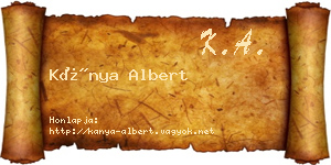 Kánya Albert névjegykártya